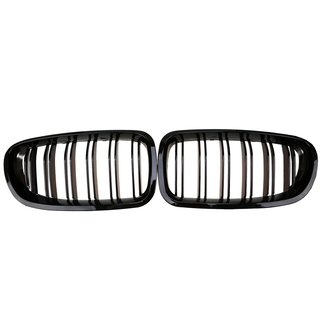 SET Khlergrill Grill Schwarz Doppelsteg passend fr BMW 5er F10 F18 F11 ab 10 nicht M5