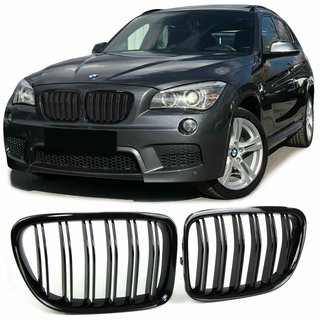 SET Khlergrill Grill Schwarz Doppelsteg passend fr BMW X1 E84 2010-2015 nicht X1M