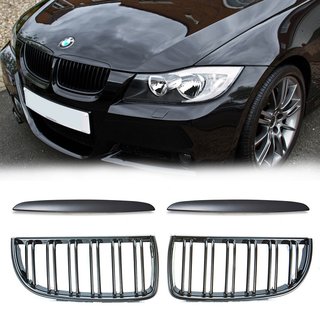 SET Khlergrill Grill Schwarz Doppelsteg passend fr BMW 3er E90 LCI 2008-2011 nicht M3