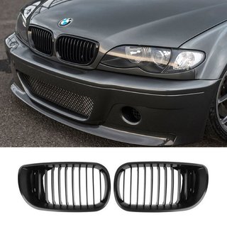 SET Khlergrill Grill Schwarz Doppelsteg passend fr BMW 3er E46 4D 2002-2005 nicht M3