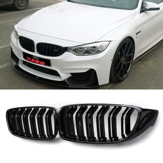 SET Khlergrill Grill Schwarz Doppelsteg passend fr BMW 4er F32 2013- nicht M4